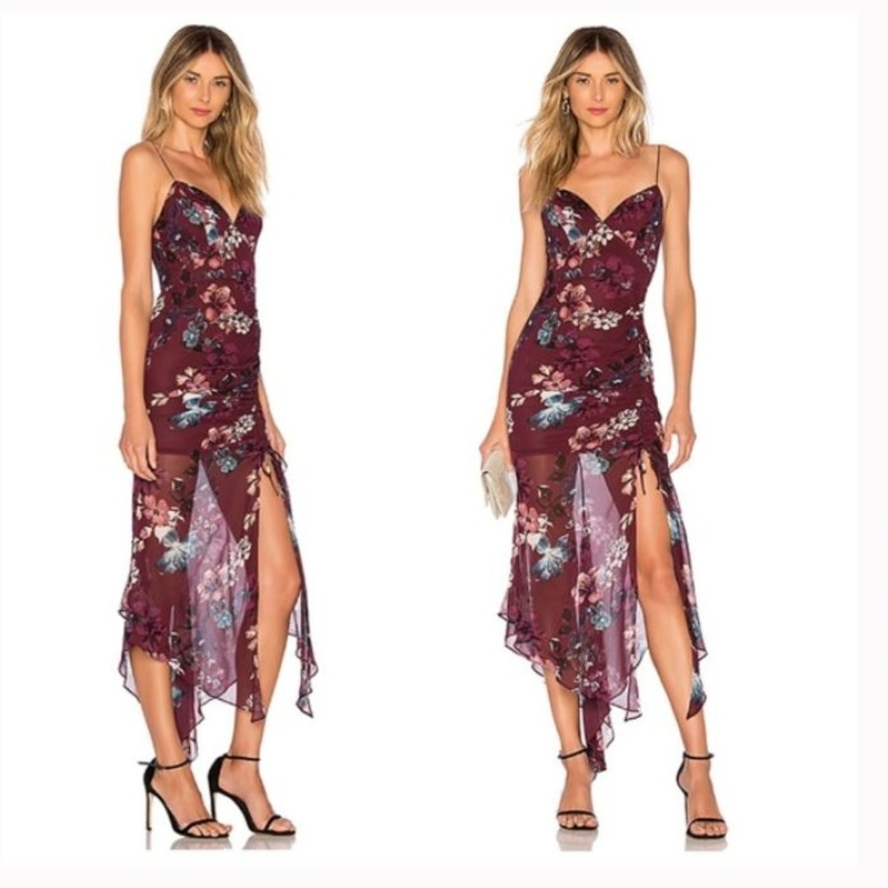 NWT NICHOLAS Silk Floral Dress High Slit